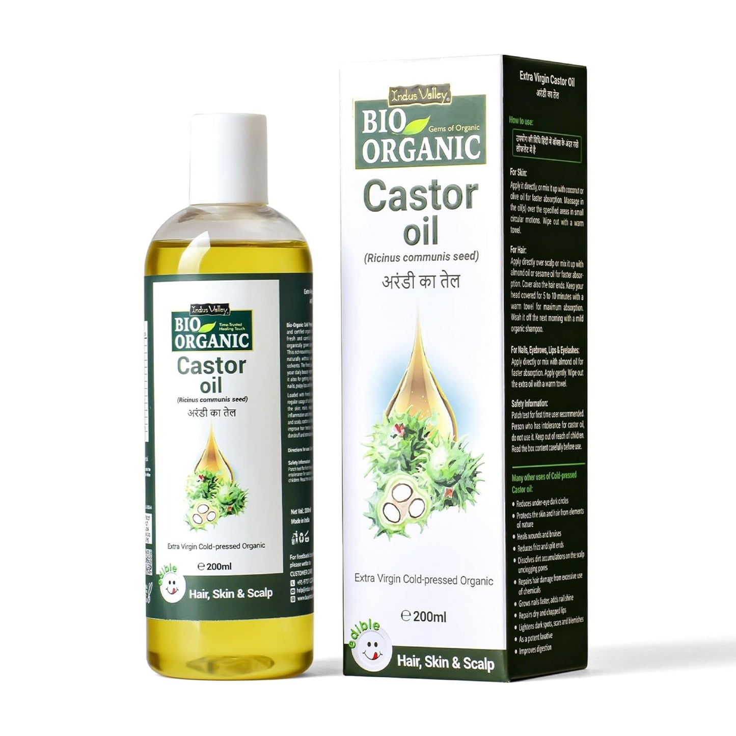 Indus Valley Organic Extra Virgin Olive Oil 200ml for Cooking & Skin Care