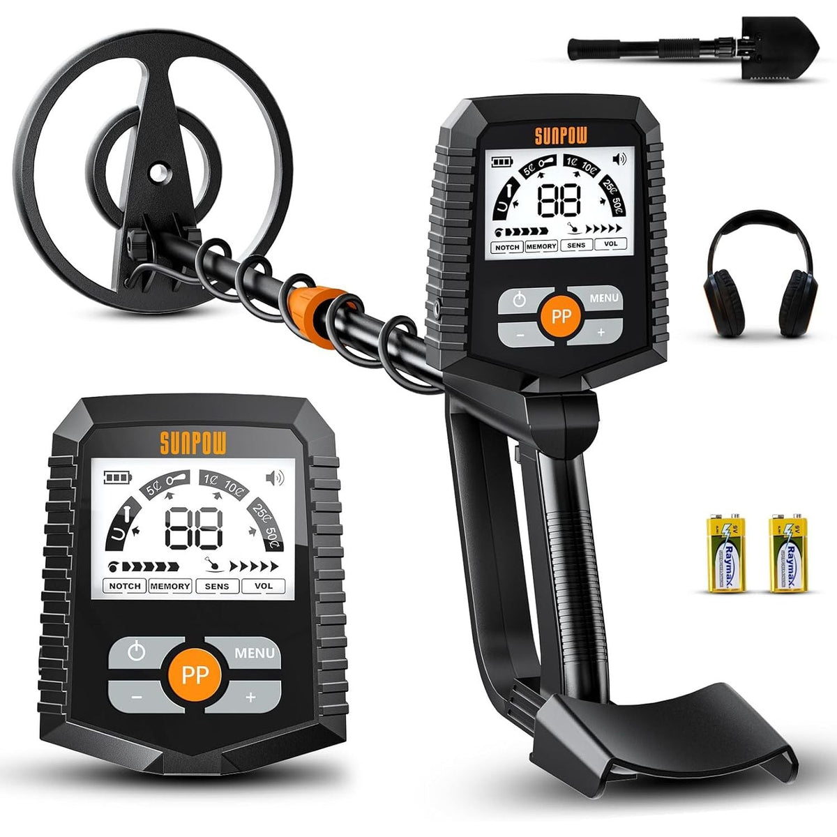Metal Detector Waterproof Gold Detecting LCD Display 4 Modes SUNPOW