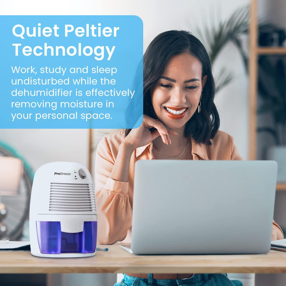 Dehumidifier 500ml Tank Portable for Damp Mould Moisture Ultra-Quiet Pro Breeze