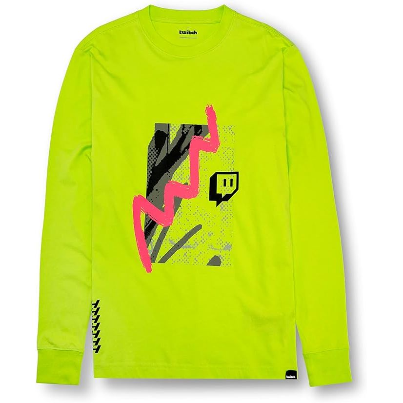 Twitch Long Sleeve Tee Unisex, Regular Fit, Cotton, Neon Yellow Top, Size M