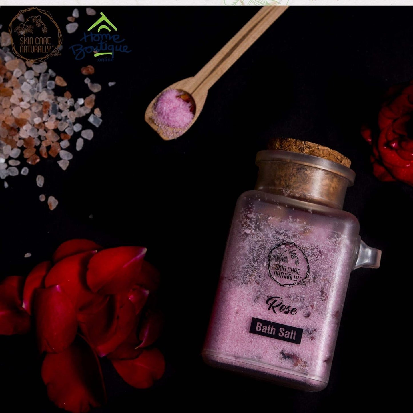Natural Rose Bath Salts 200g for Muscle Pain Relief