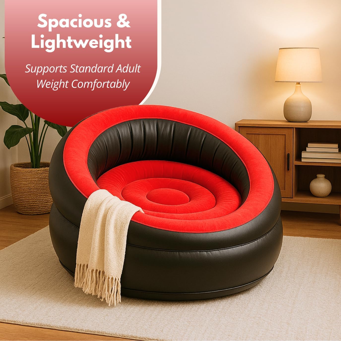 Black & Red Single Person Inflatable Chair