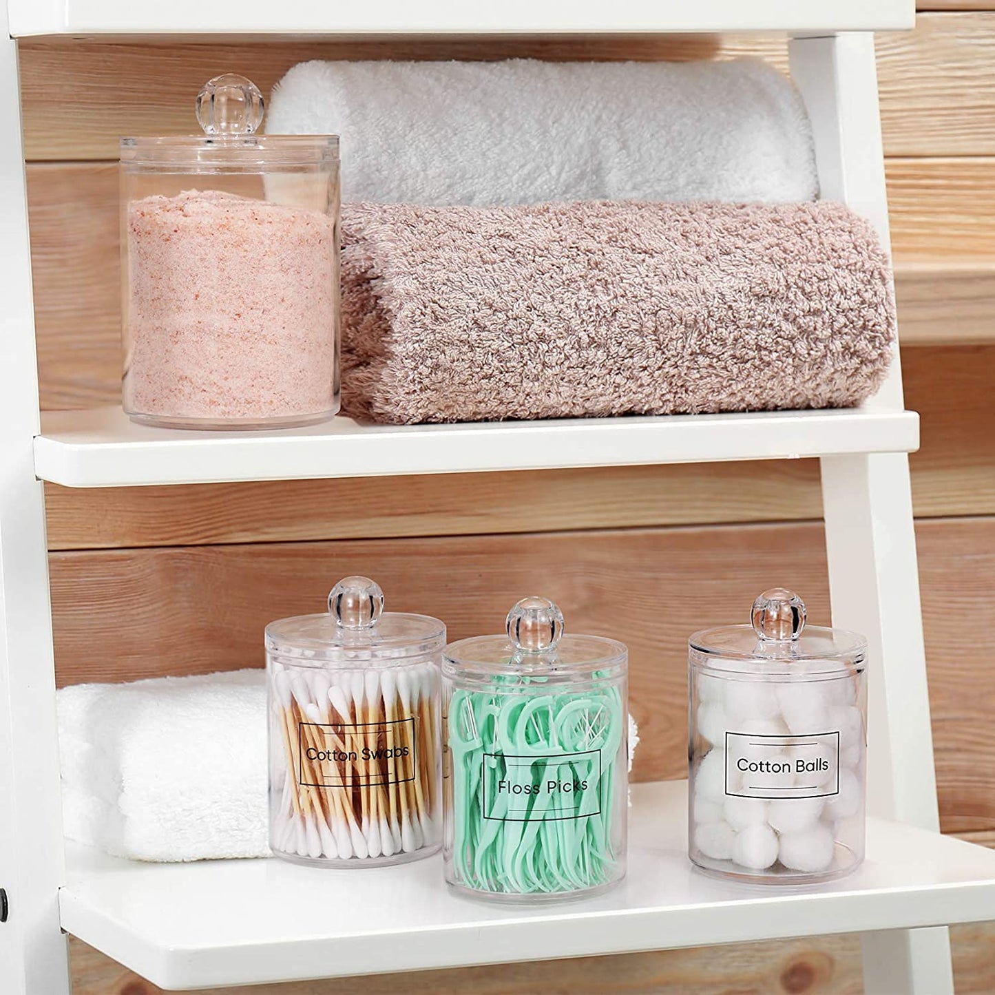 Zollyss 4-Pack Clear Plastic Bathroom Organizer Jars 15oz