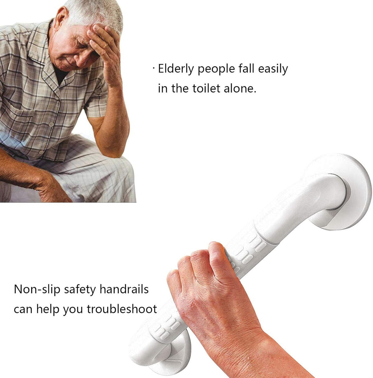 Non-Skid Bathroom Grab Rail Safety Support for Elderly, Disabled & Senior