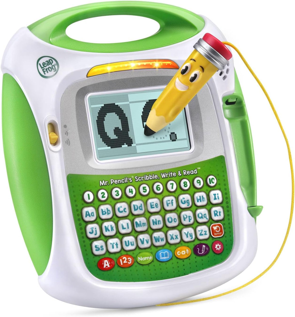 LeapFrog Mr. Pencil's Scribble, Write and Read, Green. New but open scruffy box. Some sticky stuff on front.
