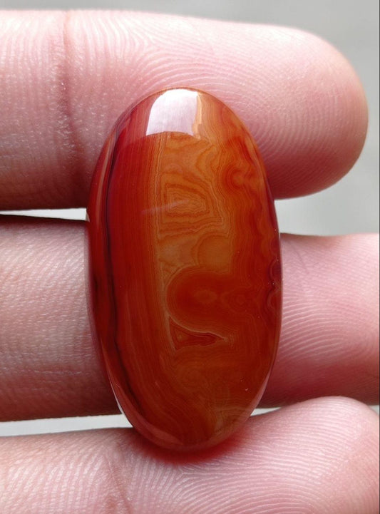 36ct Abstract Pattern Agate Cabochon - Sulaimani Aqeeq - 33x18mm
