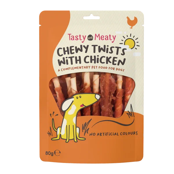 Tasty and Meaty Chewy Twists with Chicken 80g - Case of 12