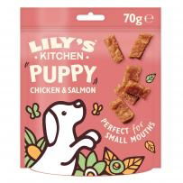 Lily's Kitchen Dog Puppy Chicken and Salmon Nibbles 70g - Shor - Case of 8