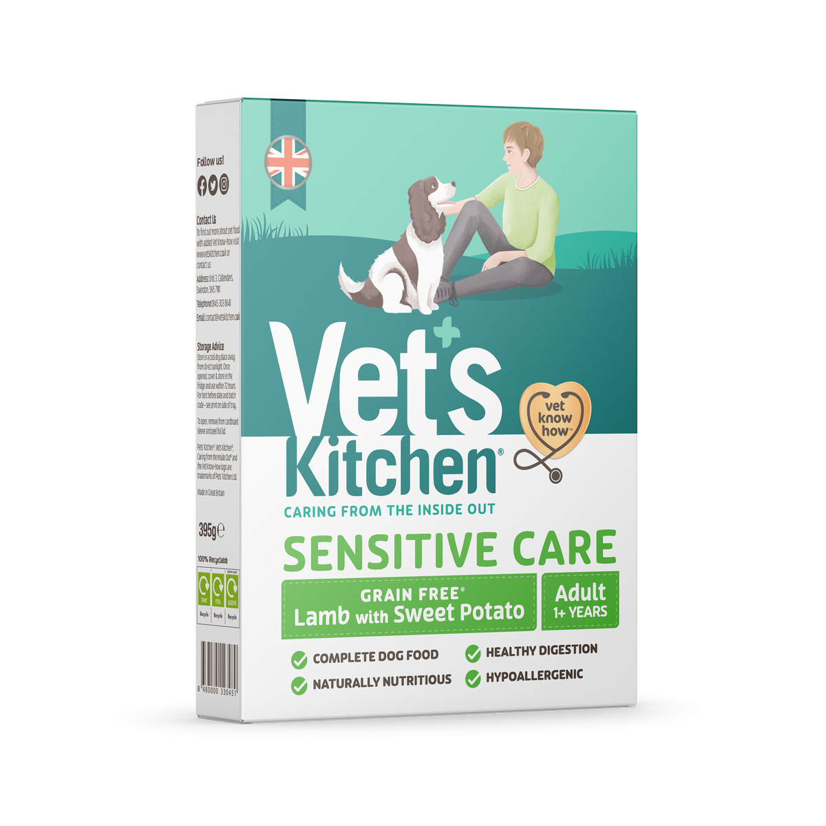 Vets Kitchen Wet Dog Food Grain Free Lamb with Sweet Potato - 395g - Case of 10
