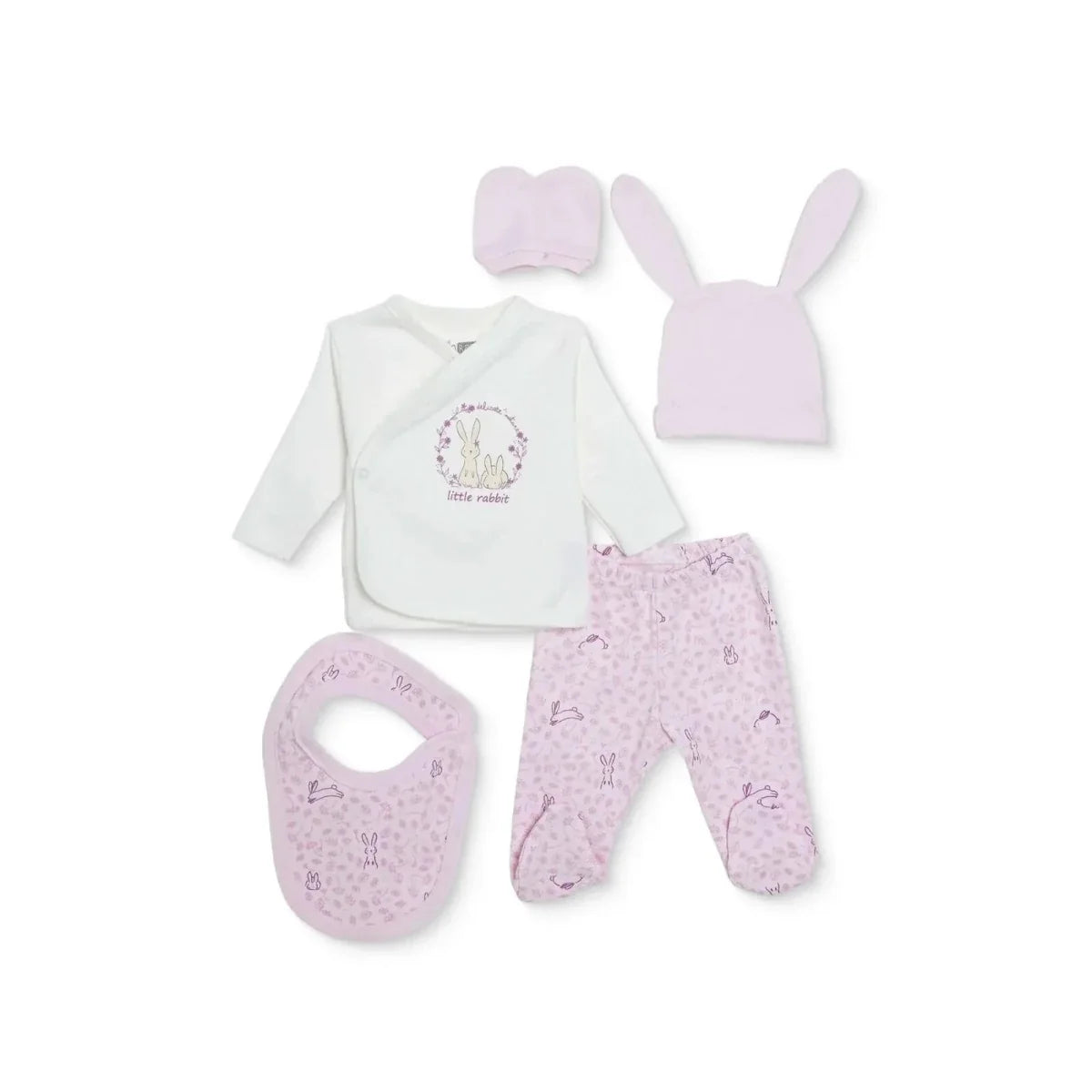 HelloBaby 5 Piece Envelope Neck Animal Print Boxed Baby Hospital Bag Set (Newborn)