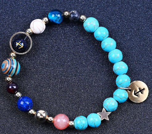 Twelve Constellation Constellation Blue San Bracelet 8mm Turquoise Beaded