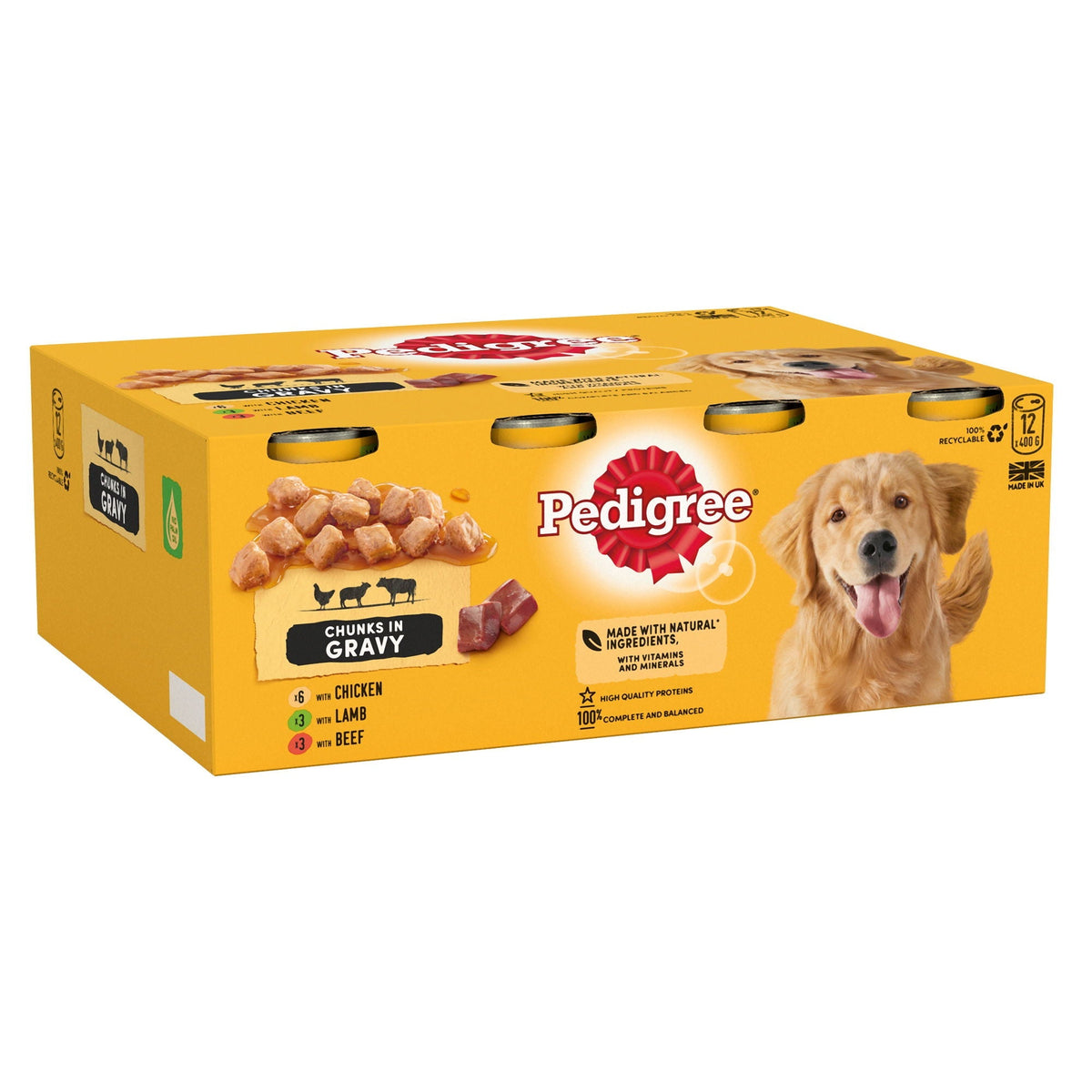 PEDIGREE Adult Wet Dog Food Tins Mixed in Gravy - 12 x 400g / 400g / 12 x 400g - Case of 2