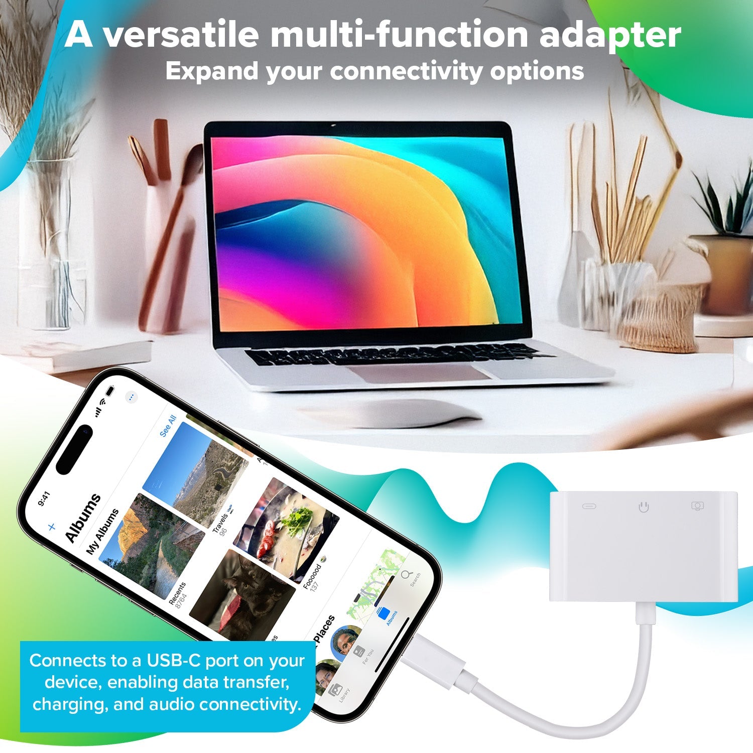 Maplin USB-C Multiport Hub USB-C to USB-A 3.0 / 3.5mm Jack / USB-C Charge Port