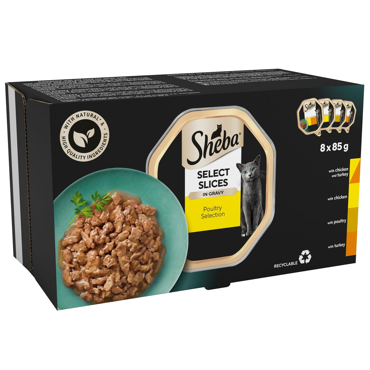 Sheba Select Slices Cat Food Tray Mixed Poultry Collection in Gravy 8 x 85g - Case of 4