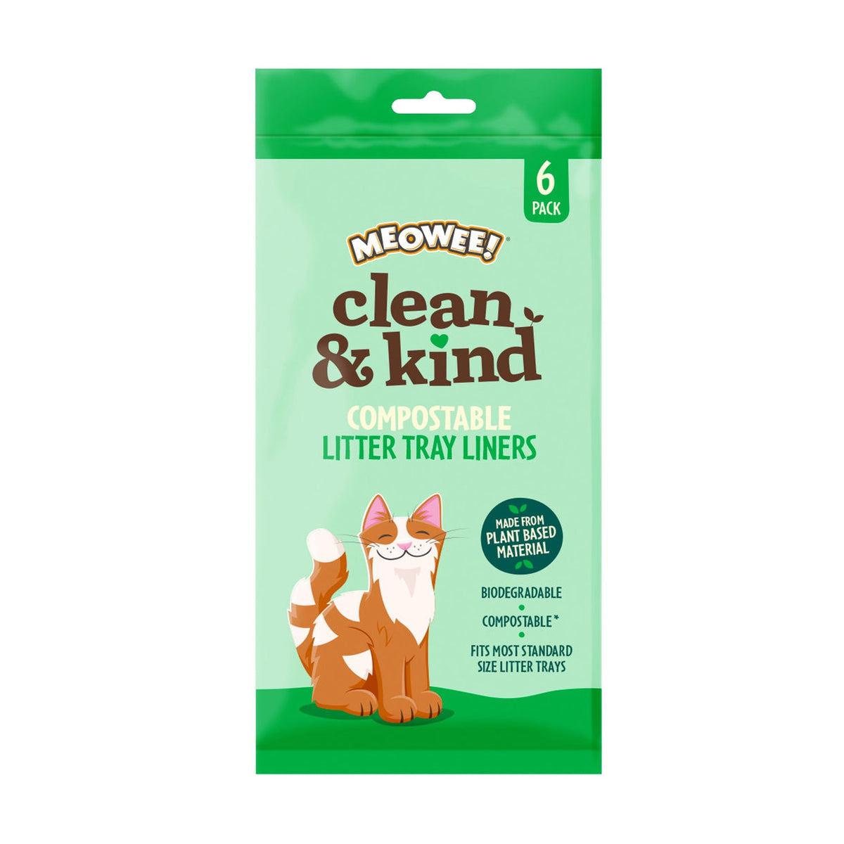 MEOWEE! Compost. LitterTrayLiners 6 Pack - Case of 24