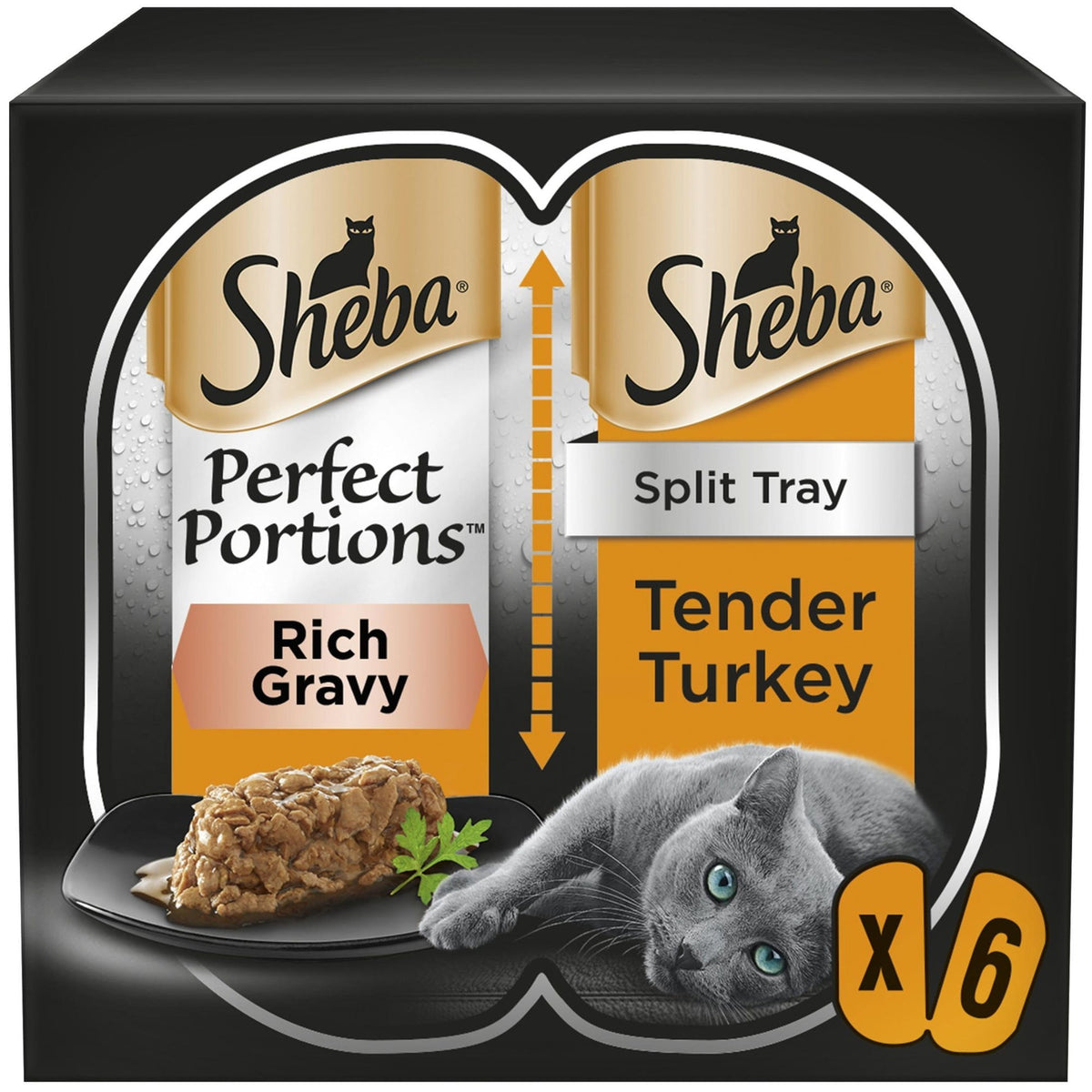 Sheba Perfect Portions Adult Wet Cat Food Trays in Gravy 6 x 37.5g - Case of 8