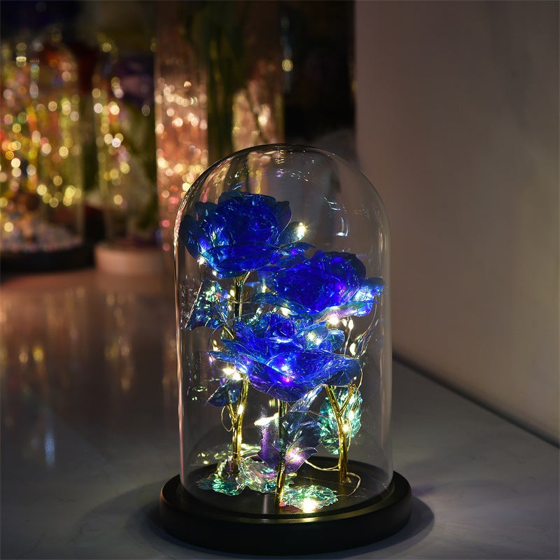 24k Gold Foil Rose Glass Cover Luminous Valentine's Day Christmas Gift