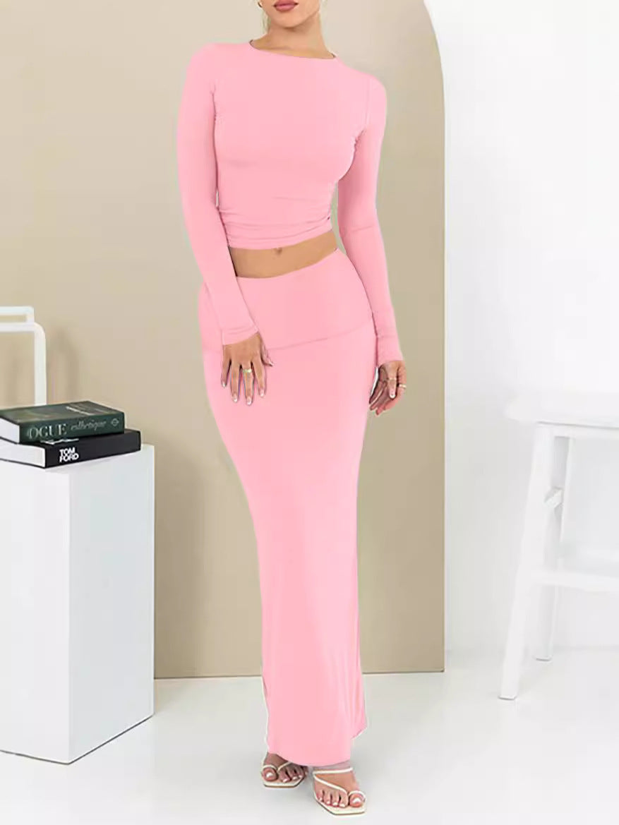 Women's Autumn Pure Color Comfort Slim Fit Two-piece Suit