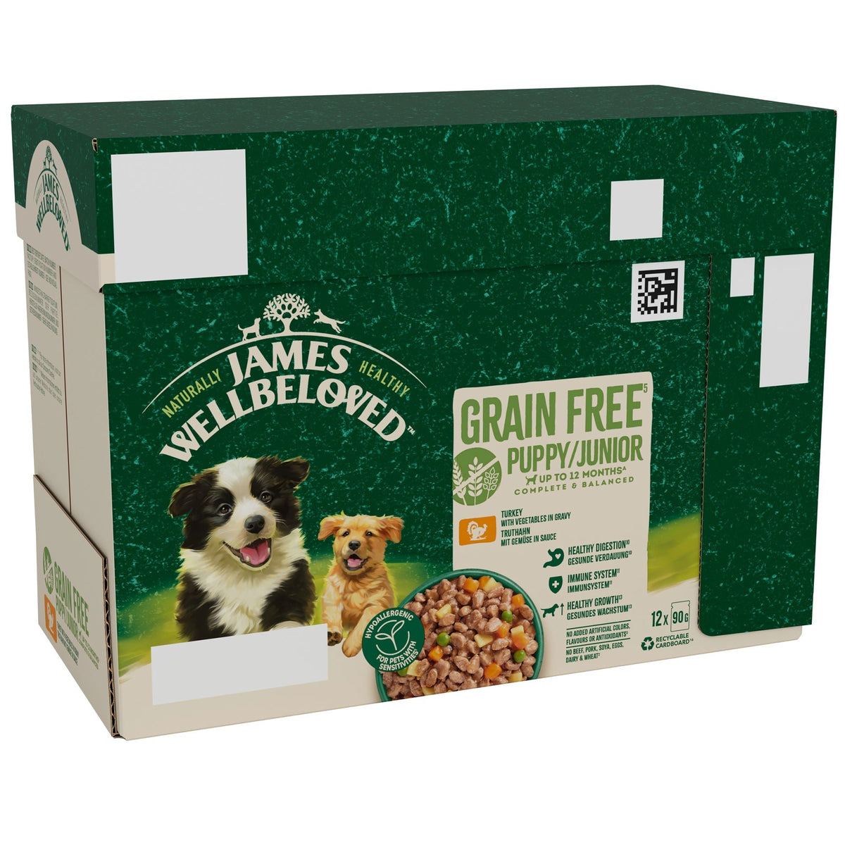 James Wellbeloved Puppy Grain Free Turkey in Gravy Wet Dog Food Pouches 12 x 90g