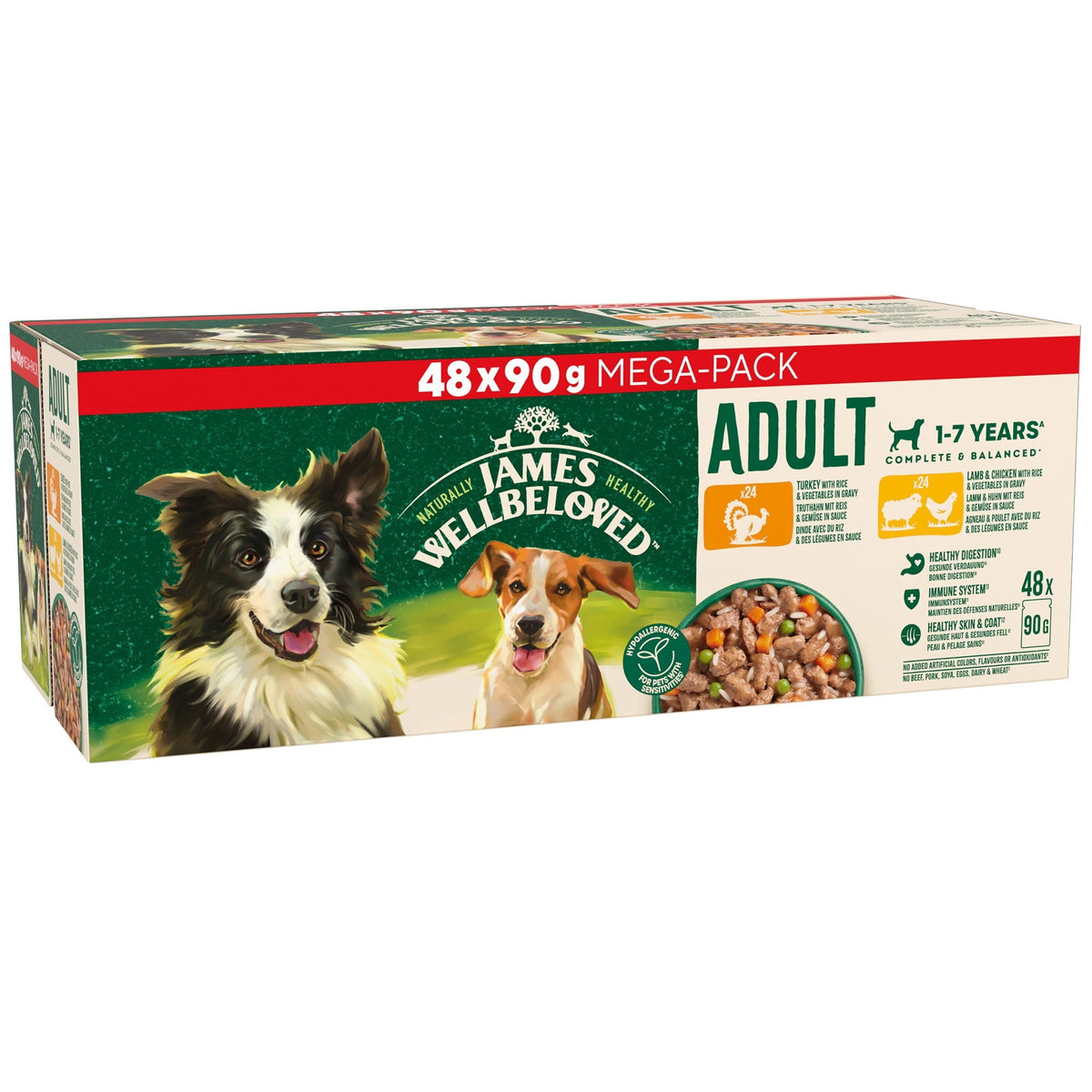 James Wellbeloved Adult Wet Dog Food in Gravy Variety Pack Pouches 48 x 90g