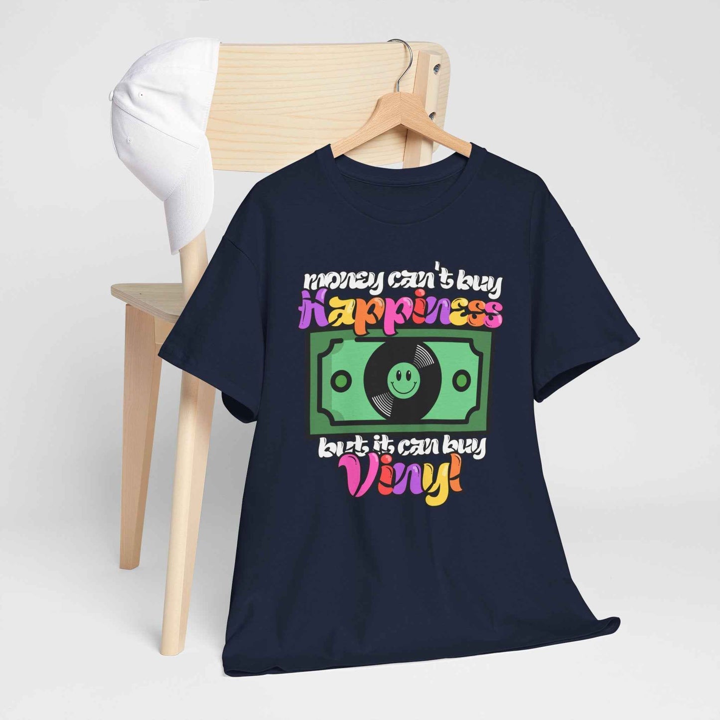 'Money can't buy happiness' Men's Vinyl T-Shirt