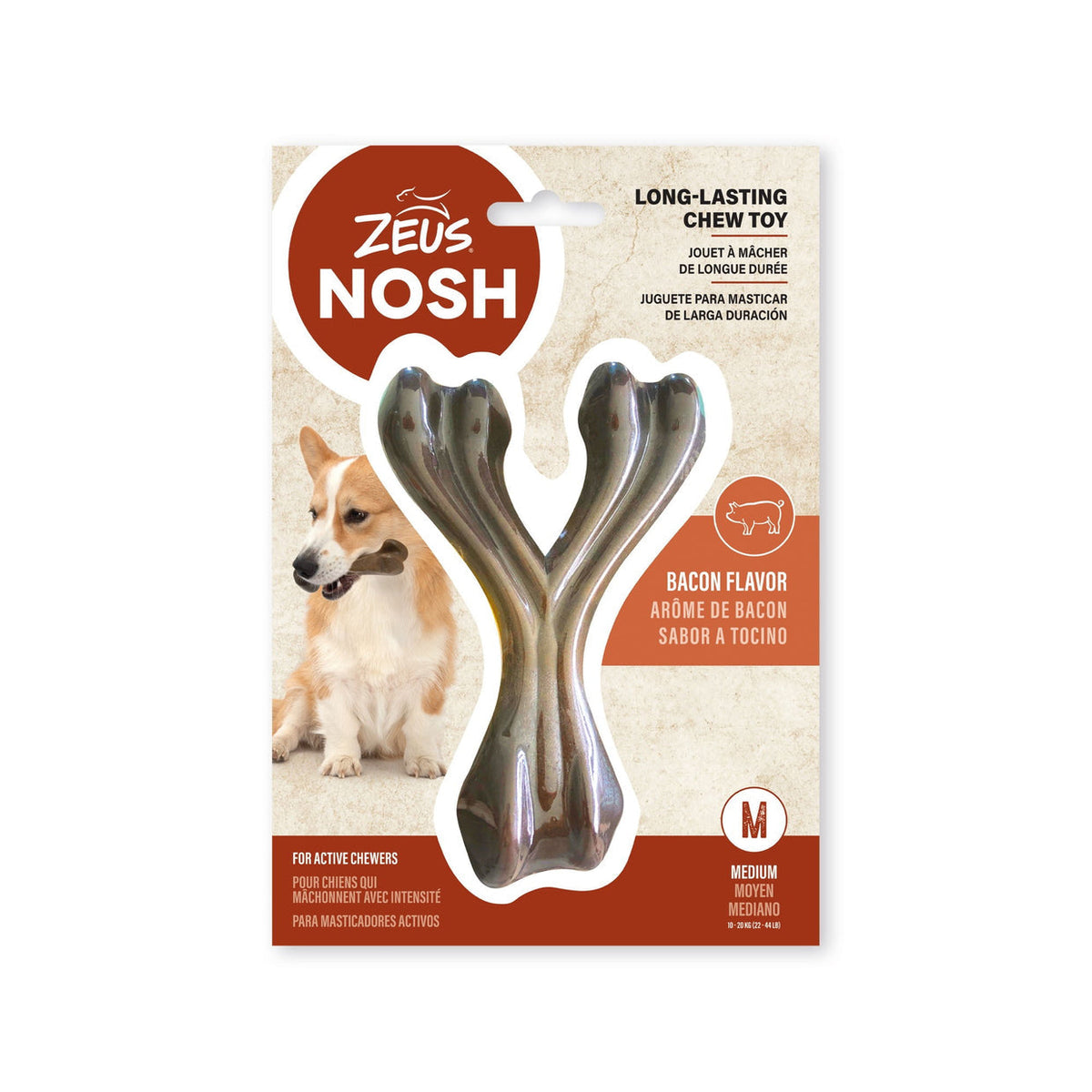 Zeus Nosh Strong Chew Bone Bacon Flavour Wishbone