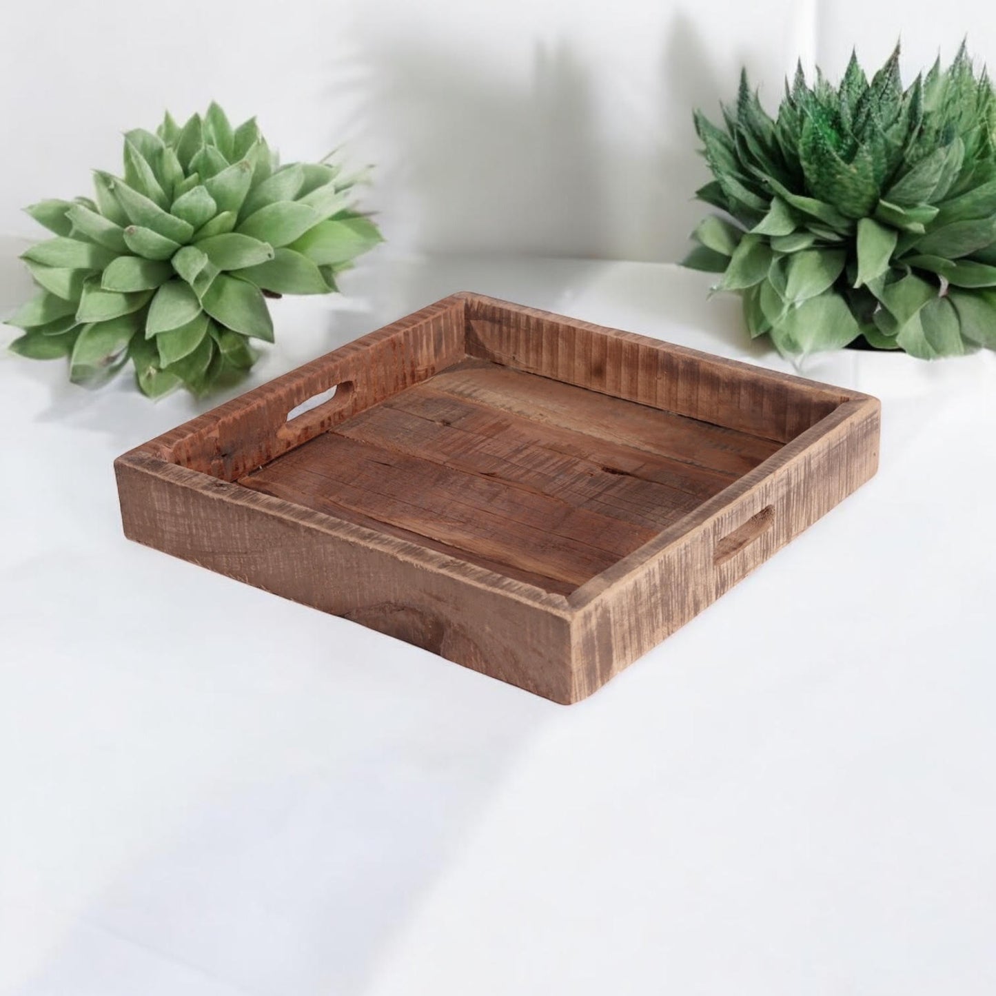 50CM RECLAIMED SQUARE WOODEN TRAY