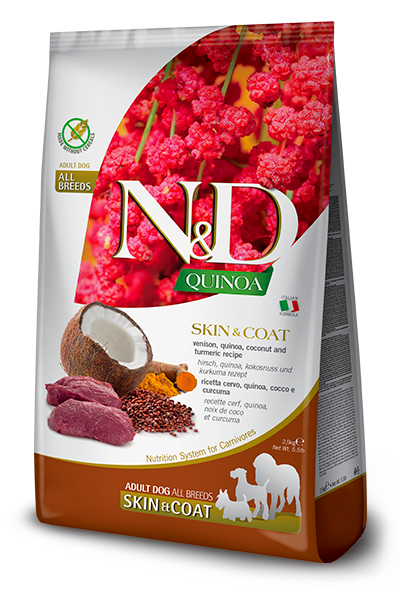 N&D Quinoa Dog Skin & Coat. Venison & Coconut Adult Medium/Maxi 2.5 Kg