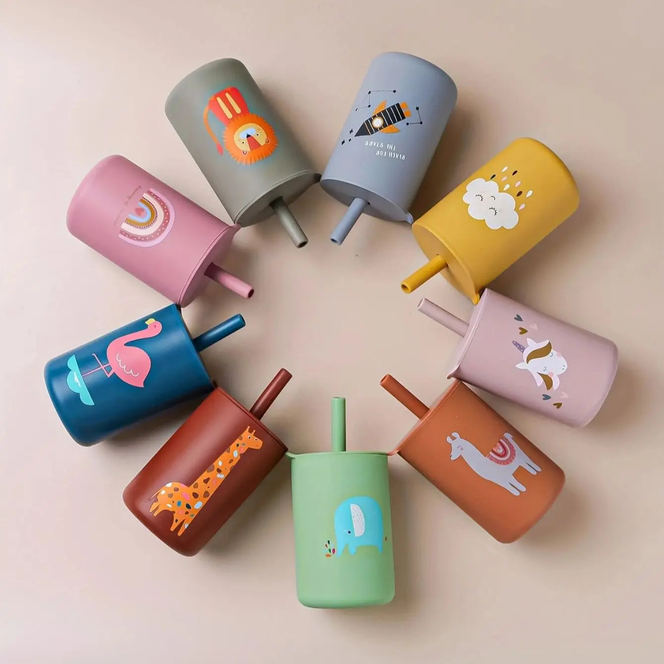 Silicone Baby Straw Cup - BPA-Free Anti-Hot Toddler Sippy Cup