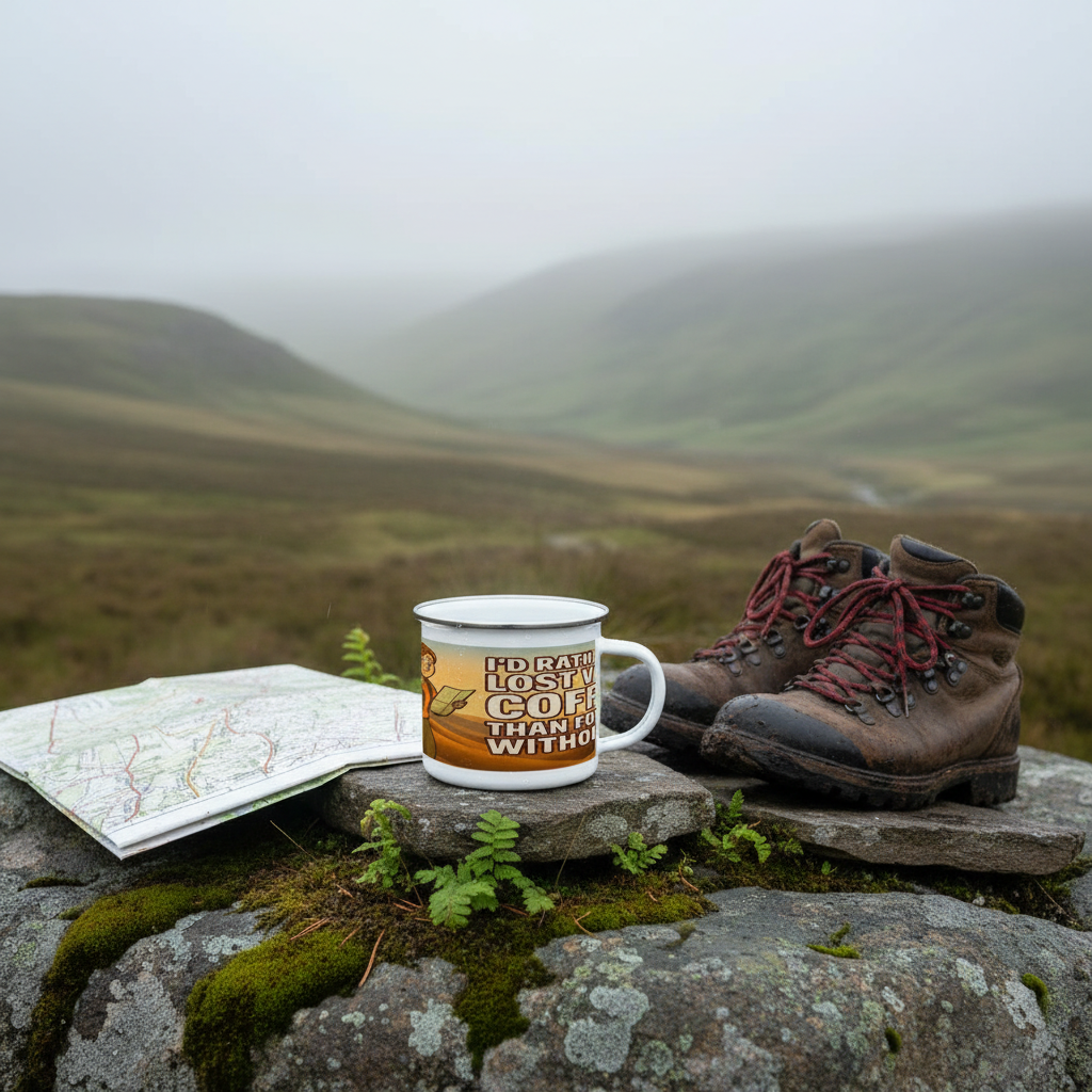 I’d Rather Be Lost With Coffee – 12oz Enamel Camping Mug