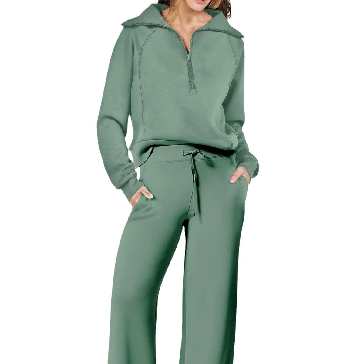Europe And America Foreign Trade Autumn And Winter Fashion Casual Sport Two-piece Set For Women