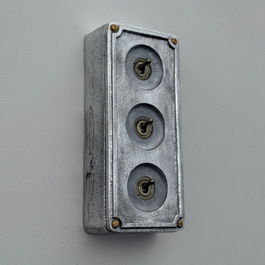 3 Gang 2 Way Solid Cast Metal Conduit Toggle Light Switch