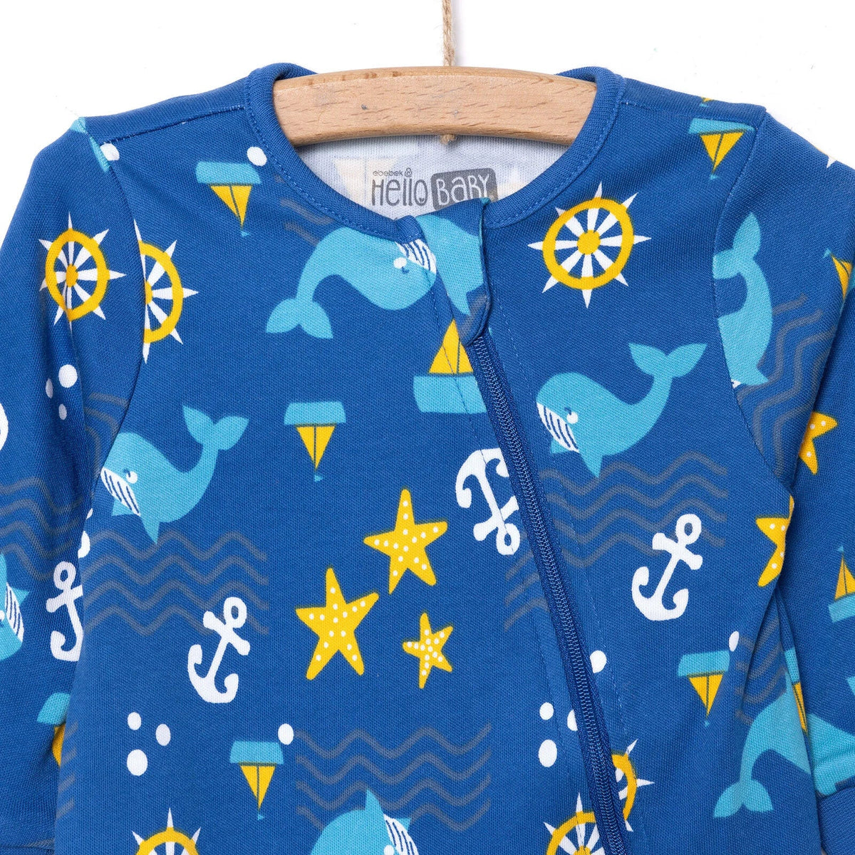 HelloBaby Sea Motif Zip-Up Footless Baby Sleepsuit (6 Months to 3 Years)