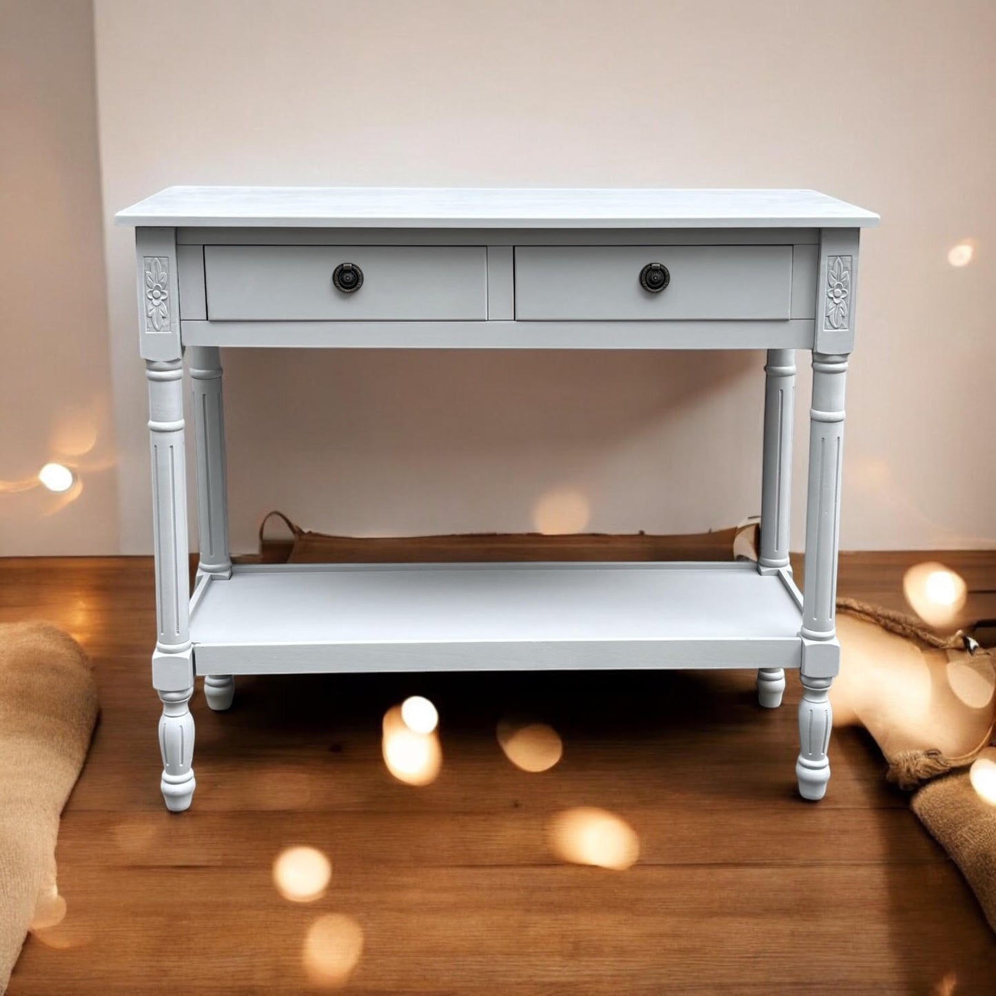 90CM 2 DRAWER SIDE TABLE