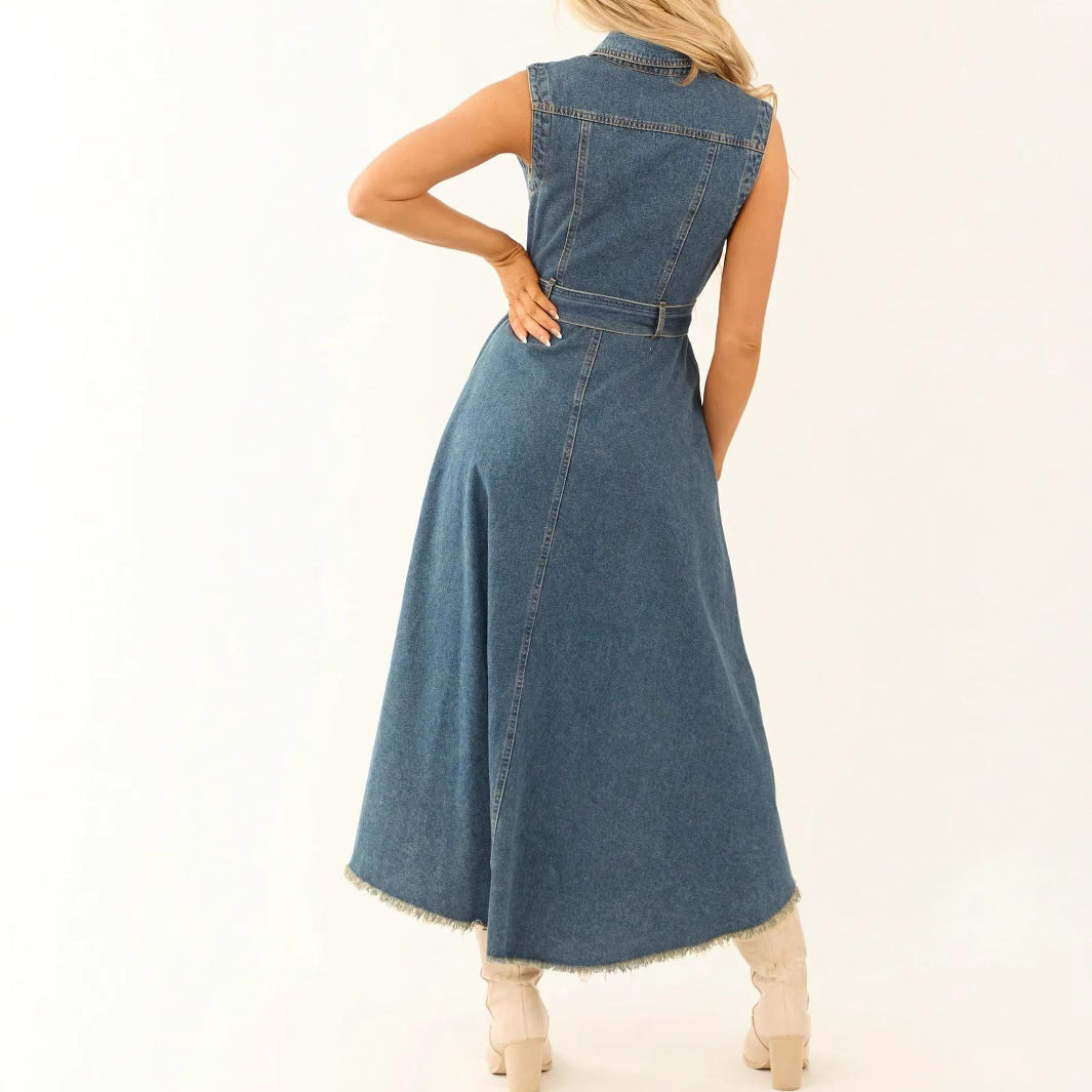 Sleeveless Irregular With Personality Raw Edge Dress