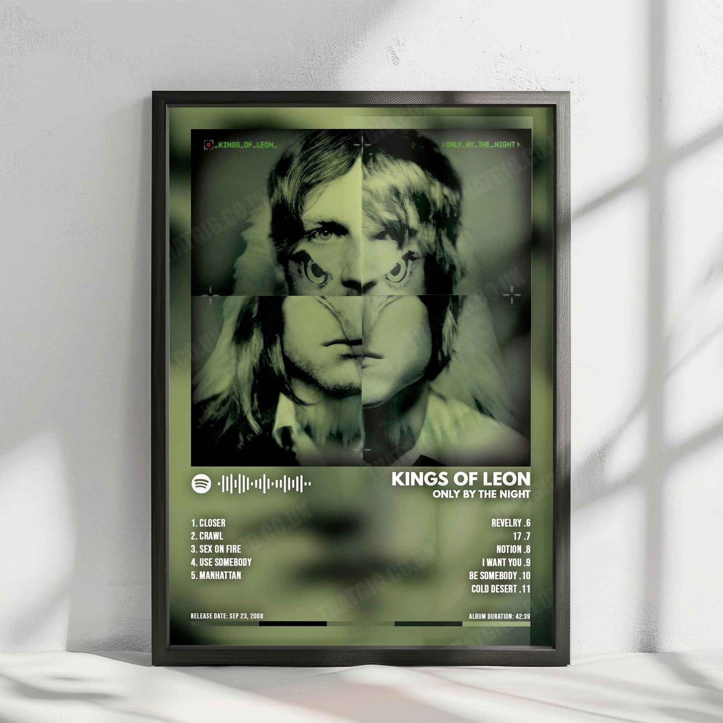 Kings of Leon "Only by the Night" Album Cover Poster - with Complete Tracklist