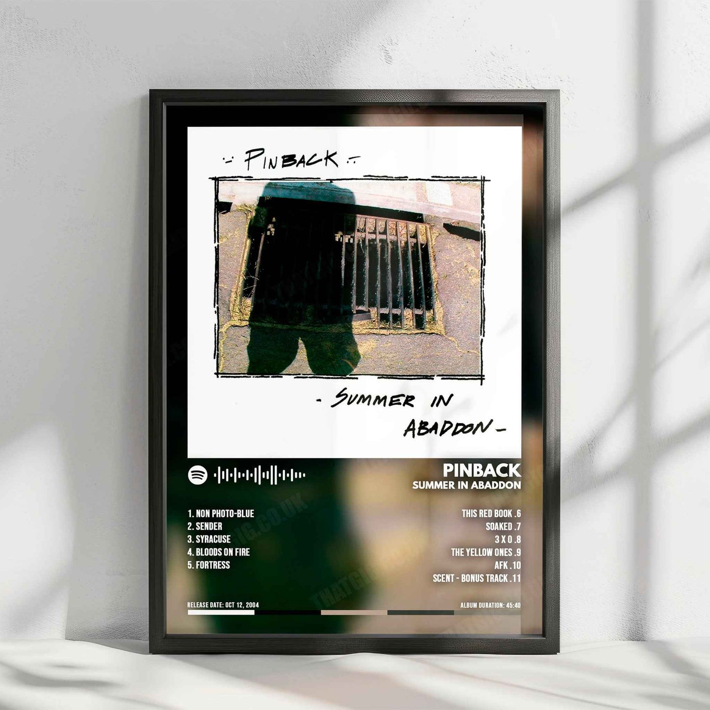 Pinback "Summer in Abaddon" Album Cover Poster - with Complete Tracklist