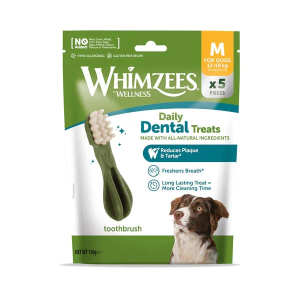 Whimzees Trial Pack Toothbrush Medium 5 Pieces - Case of 5