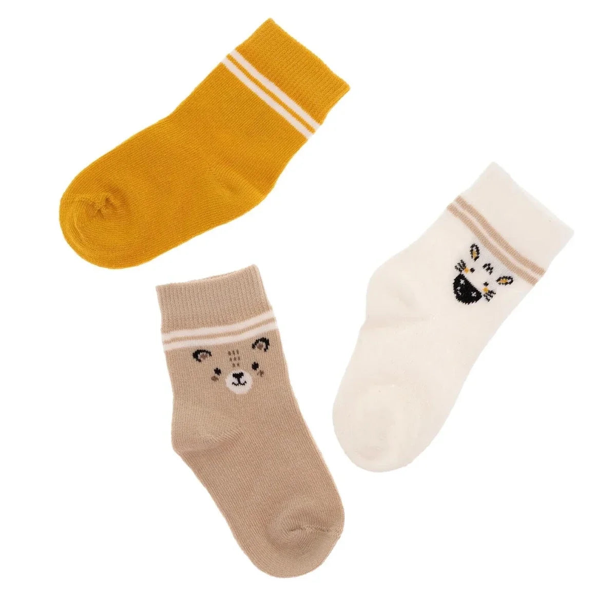 HelloBaby 3 Pack Striped Animal Print Ankle Baby Socks (Newborn to 4-5 Years)