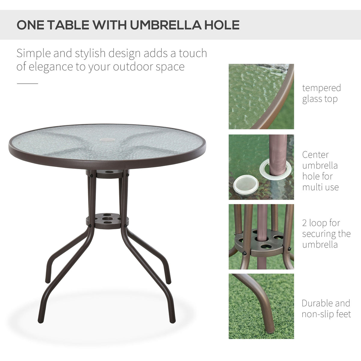 Outsunny 6PC Garden Dining Set Outdoor Furniture Folding Chairs Table Parasol