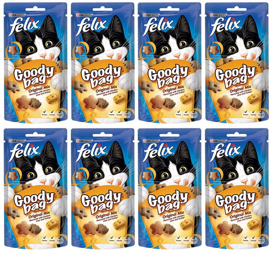8 x Felix Goody Bag Cat Treats Original 60G