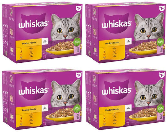 4 x Whiskas 1+ Poultry Feasts In Jelly 12 X 85G (1.02Kg)