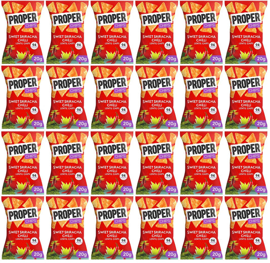 24 x Properchips Sweet Sriracha Chilli Lentil Chips 20G