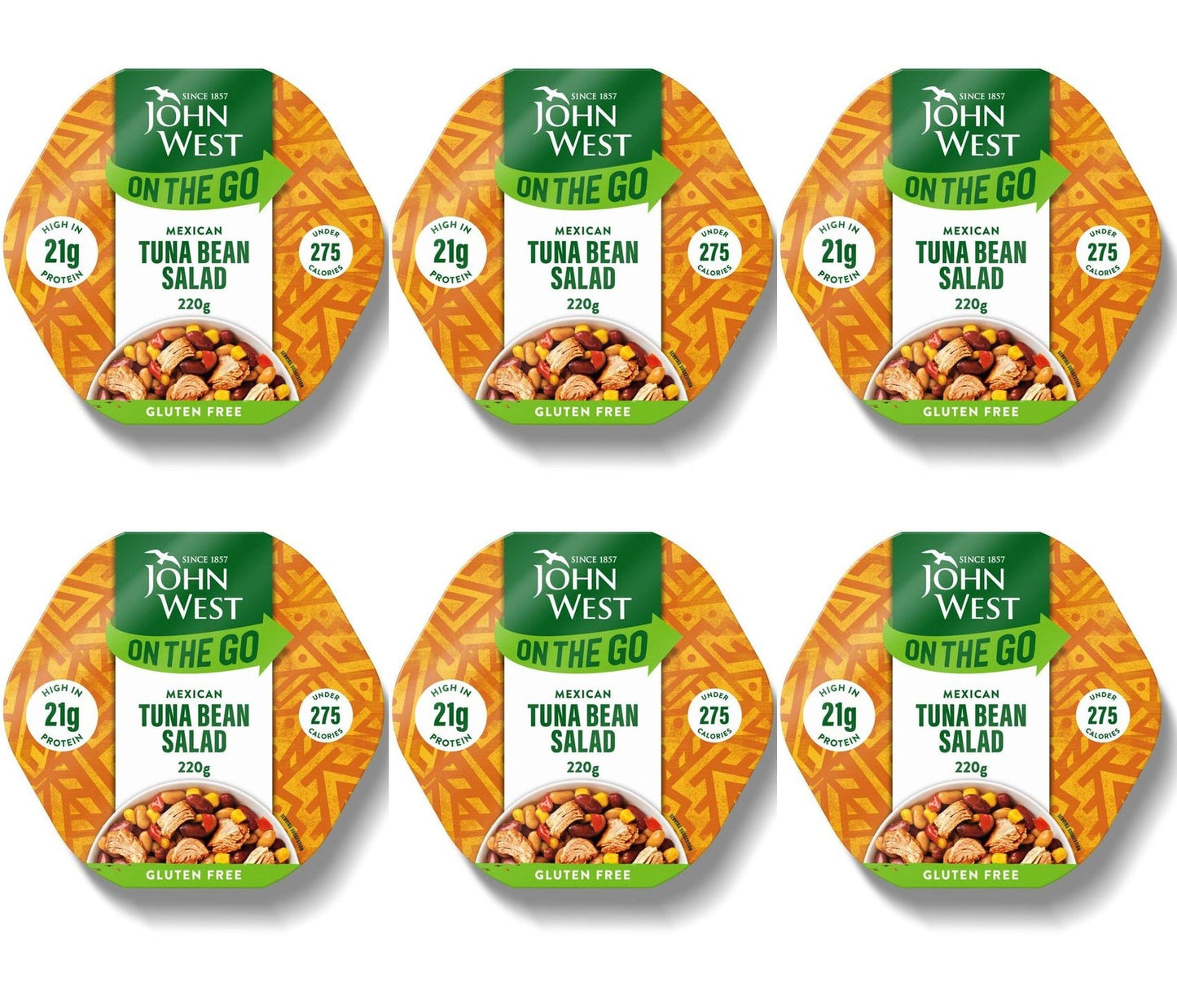 6 x John West On The Go Light Mexican Tuna Bean Salad 220G
