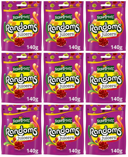 9 x Rowntree's Randoms Juicers Sweets Sharing Bag 140G