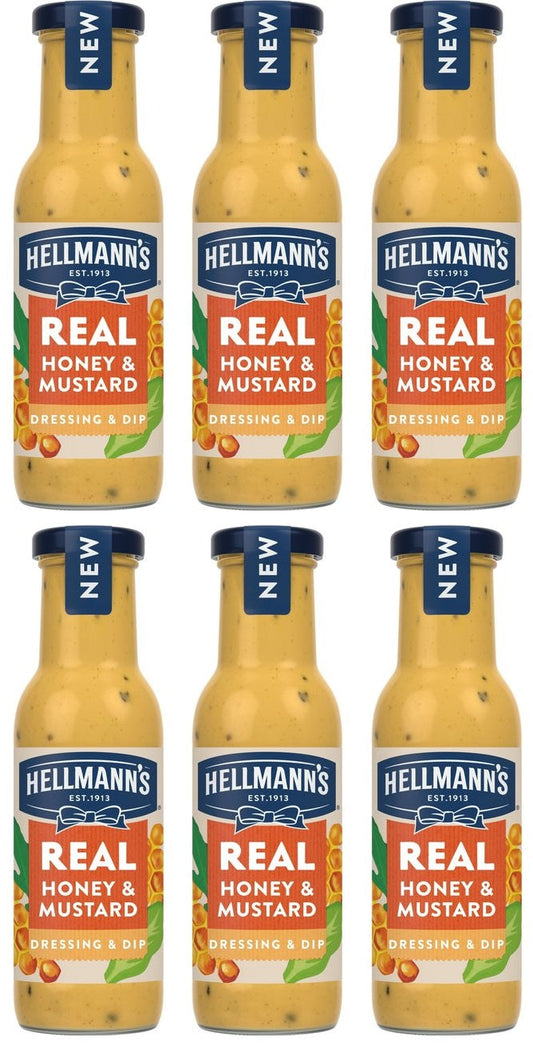 6 x Hellmann's  Salad Dressing & Dip Real Honey & Mustard 250 Ml