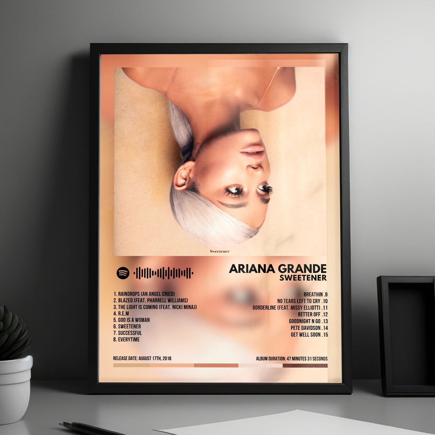 Ariana Grande "Sweetener" Album Cover Poster - with Complete Tracklist