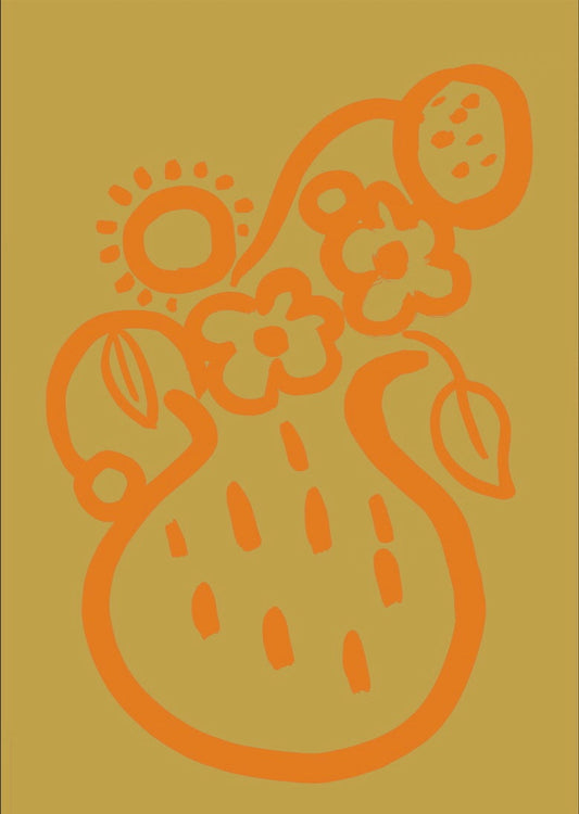 Vase print - Yellow + Orange