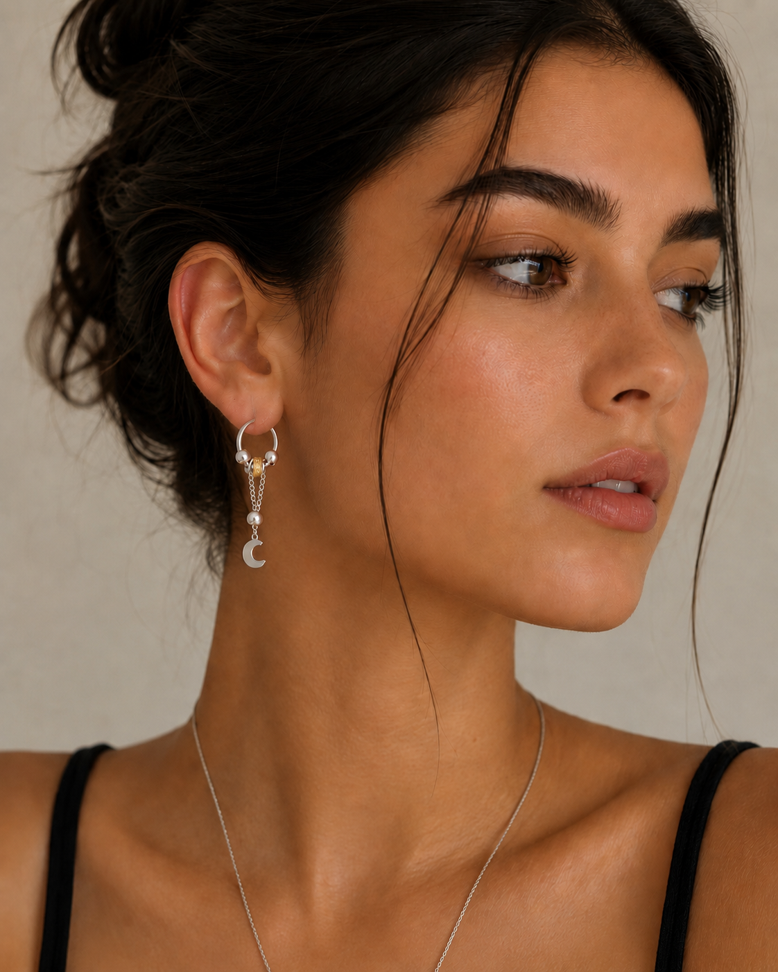 Hecate Crescent Moon and Star Mismatch Dangle Earrings
