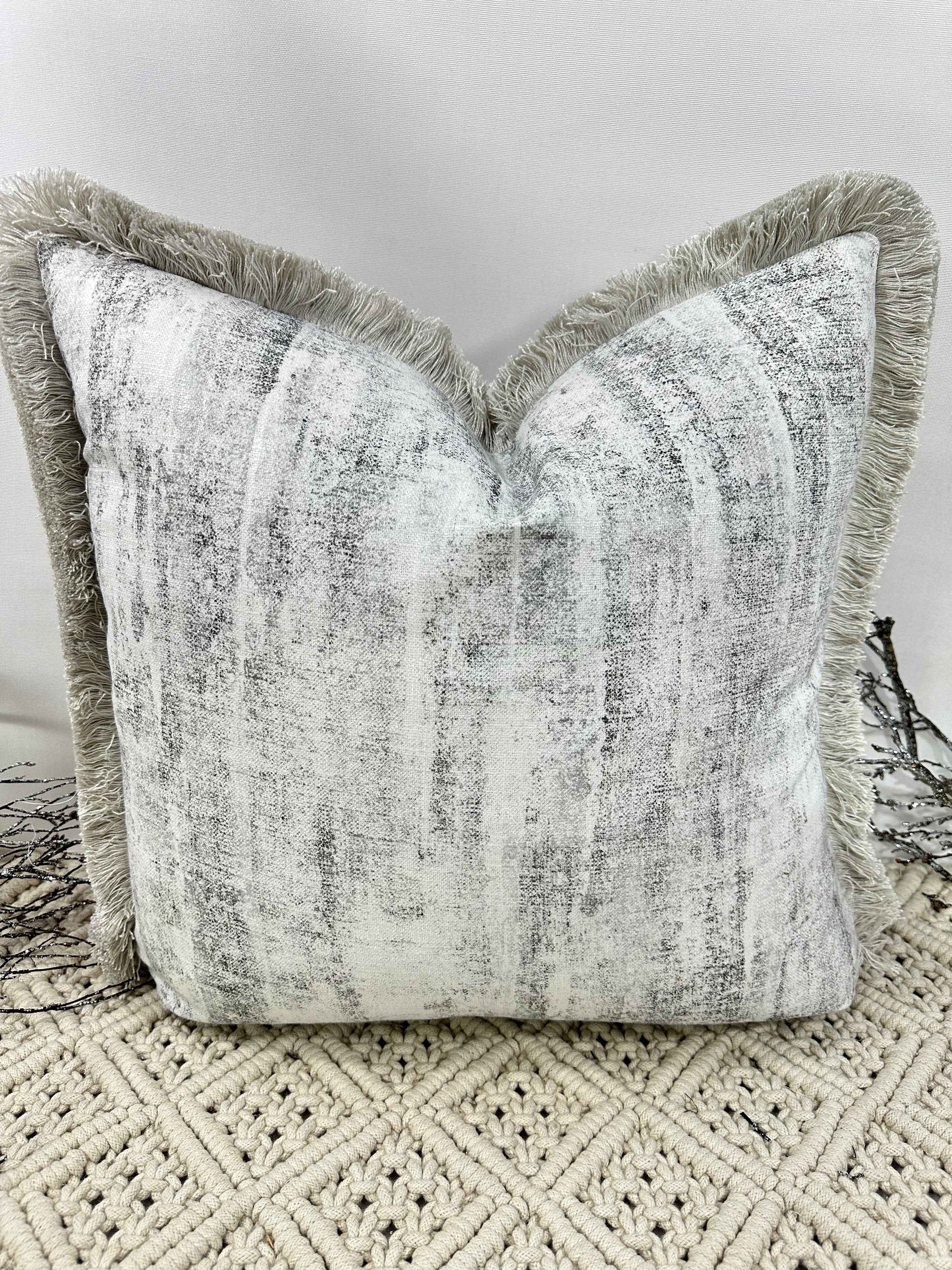 The Couture Cushion - The Fringed Silver Anderson - Style No. 175